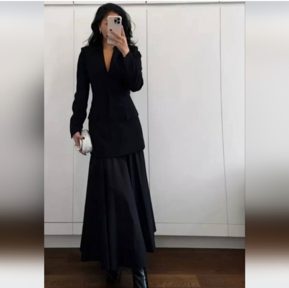 Zara COMBINATION BLAZER DRESS BLACK SIZE XS - Picture 8 of 11